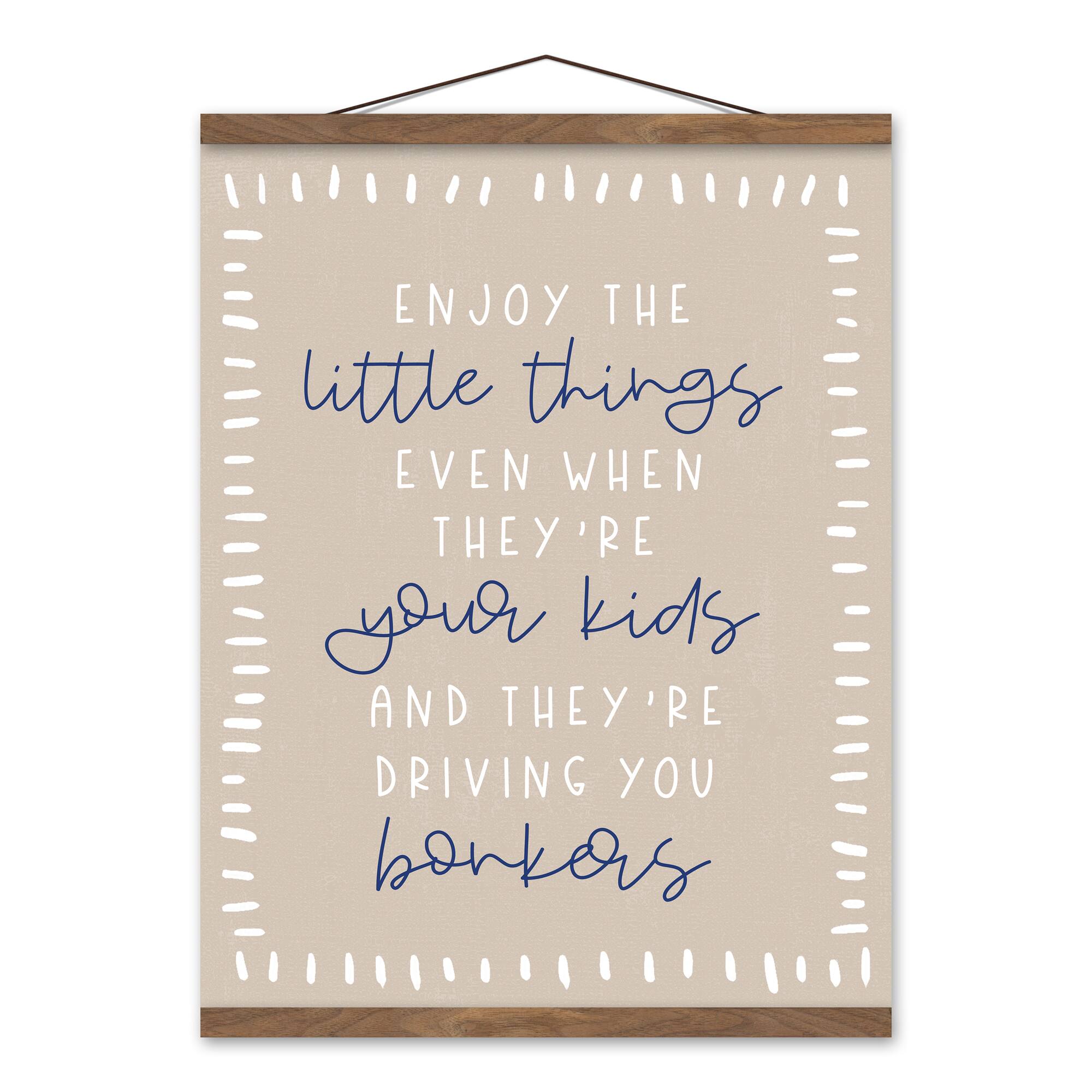Enjoy the Little Things Teak Hanging Canvas
